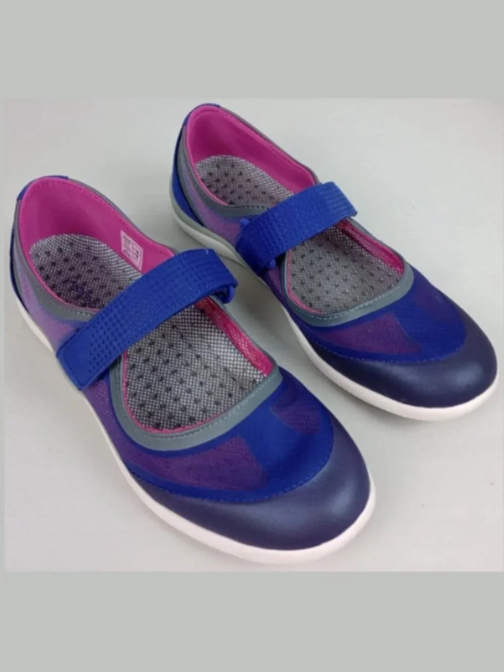 Lands End Womens‎ 8B Purple Pink Adjustable Mesh Mary Jane Shoes